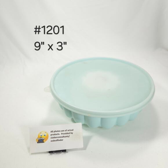Tupperware Bundle #1523 Strainer #1201 Jello Mold #1696 Cheese Keeper Blue - Picture 2 of 10